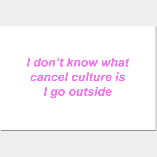 "I don't know what cancel culture is I go outside" ♡ Y2K slogan Wall Art by miseryindx 